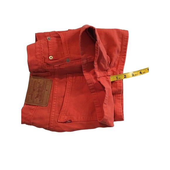 LEVI - WOMENS RED JEAN SHORTS SIZE 0 (BASE ON MEASUREMENTS) - Picture 7 of 7